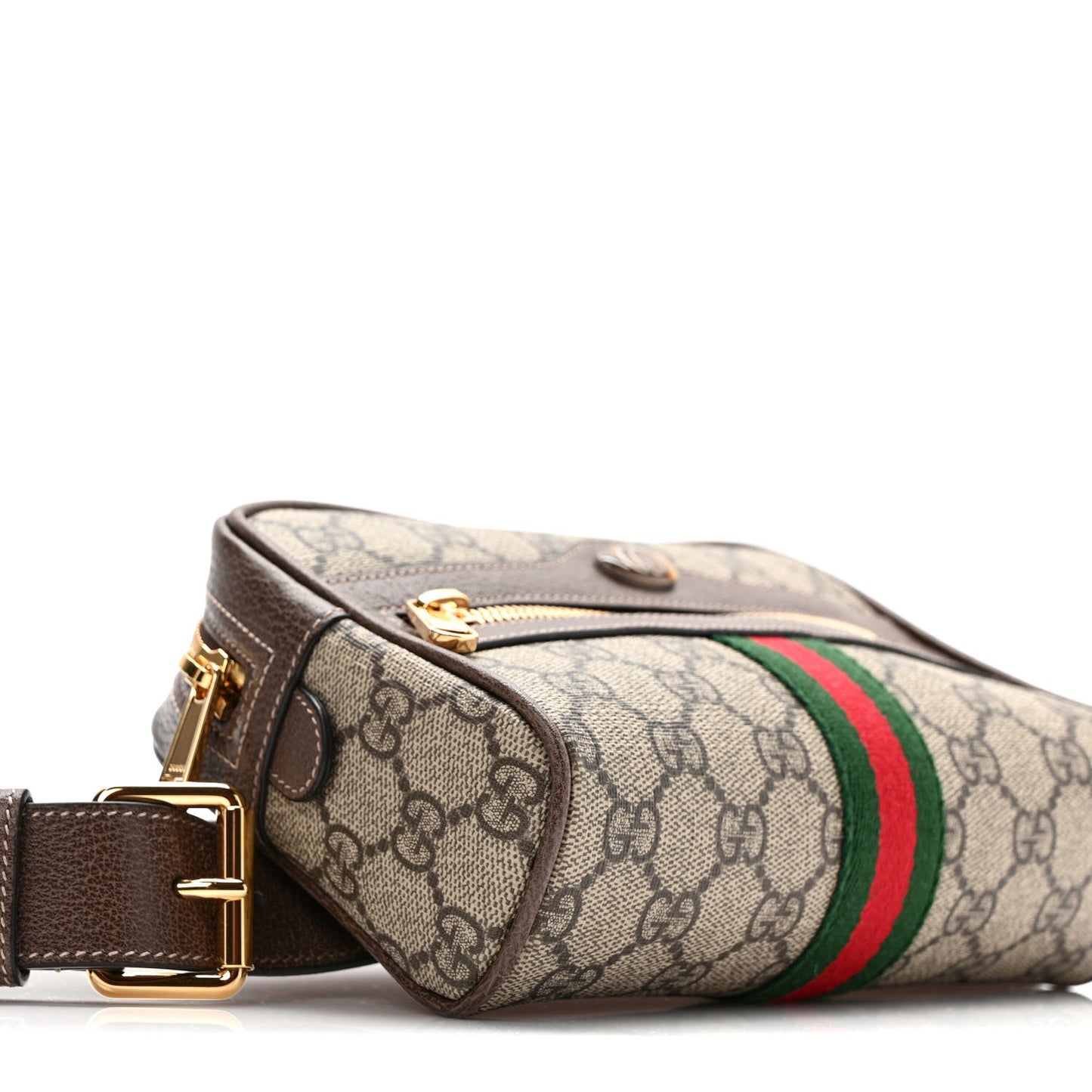 GG Supreme Monogram Web Small Ophidia Belt Bag 75 30 Dark Brown