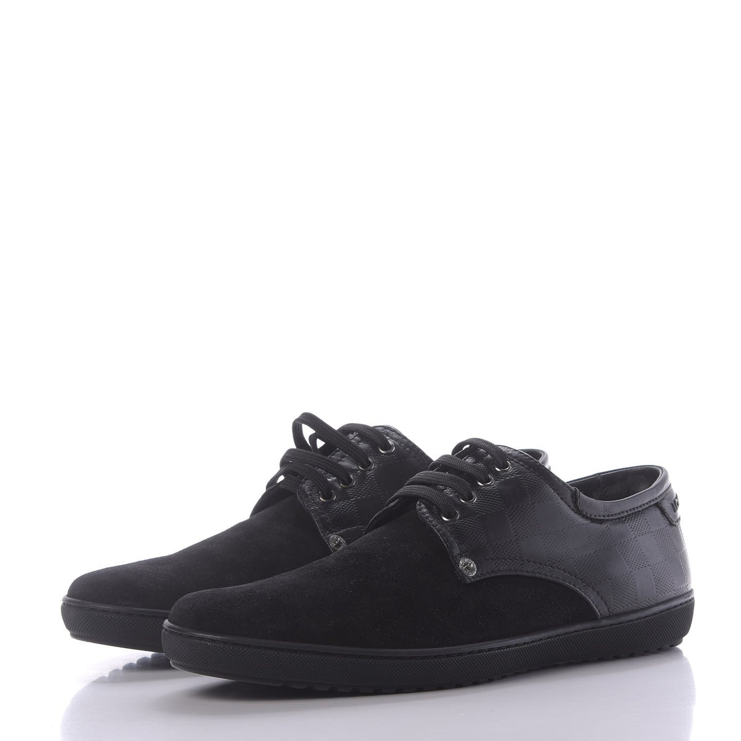 Damier Infini Suede Mens Team Derby Sneakers 8 Black