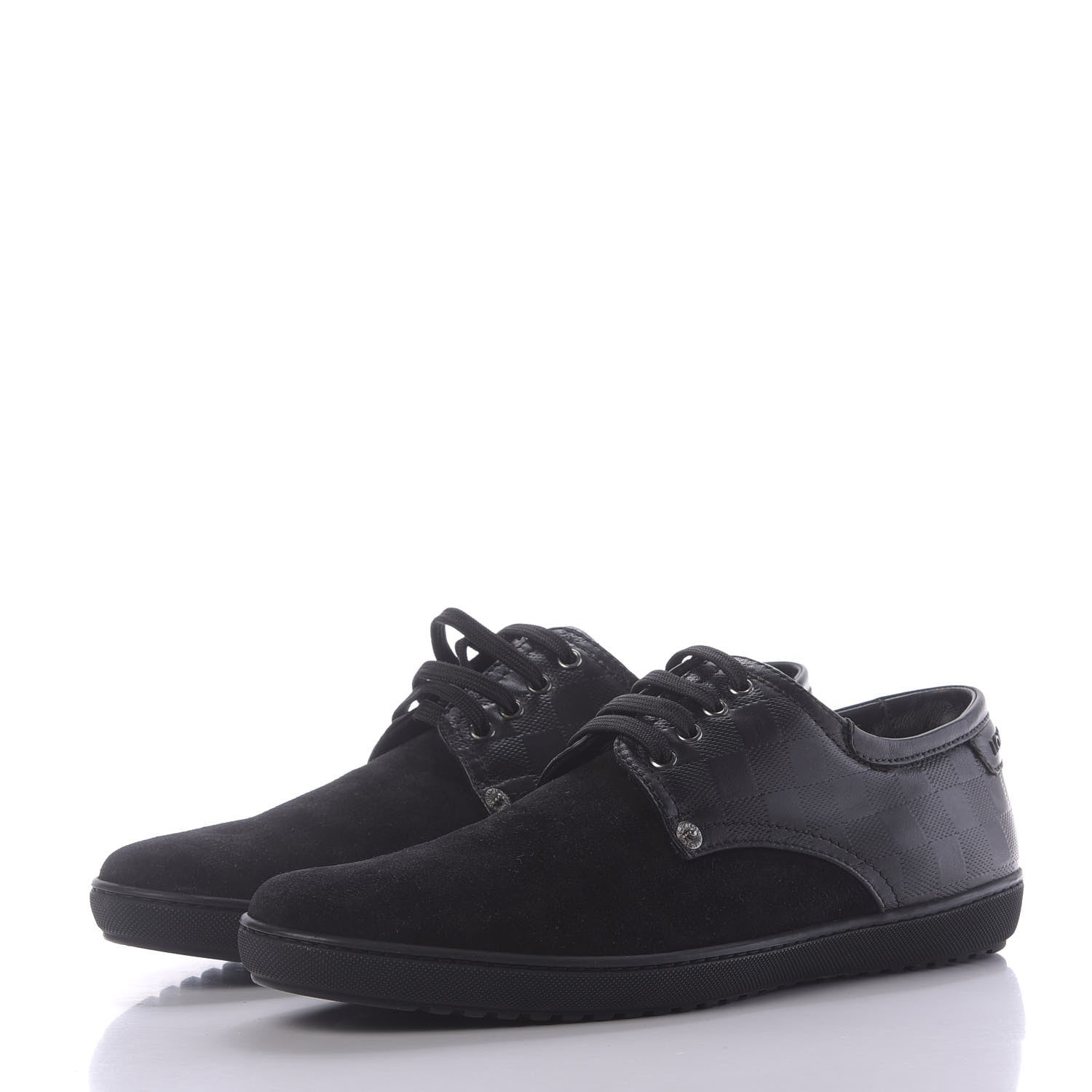 Louis Vuitton Damier Infini Suede Mens Team Derby Sneakers 8 Black 3 of 9
