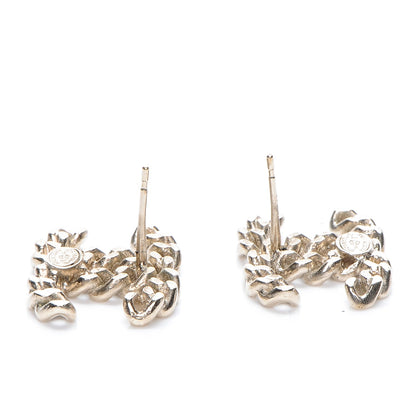 Chanel Metal Chain Link CC Earrings Gold 3 of 5
