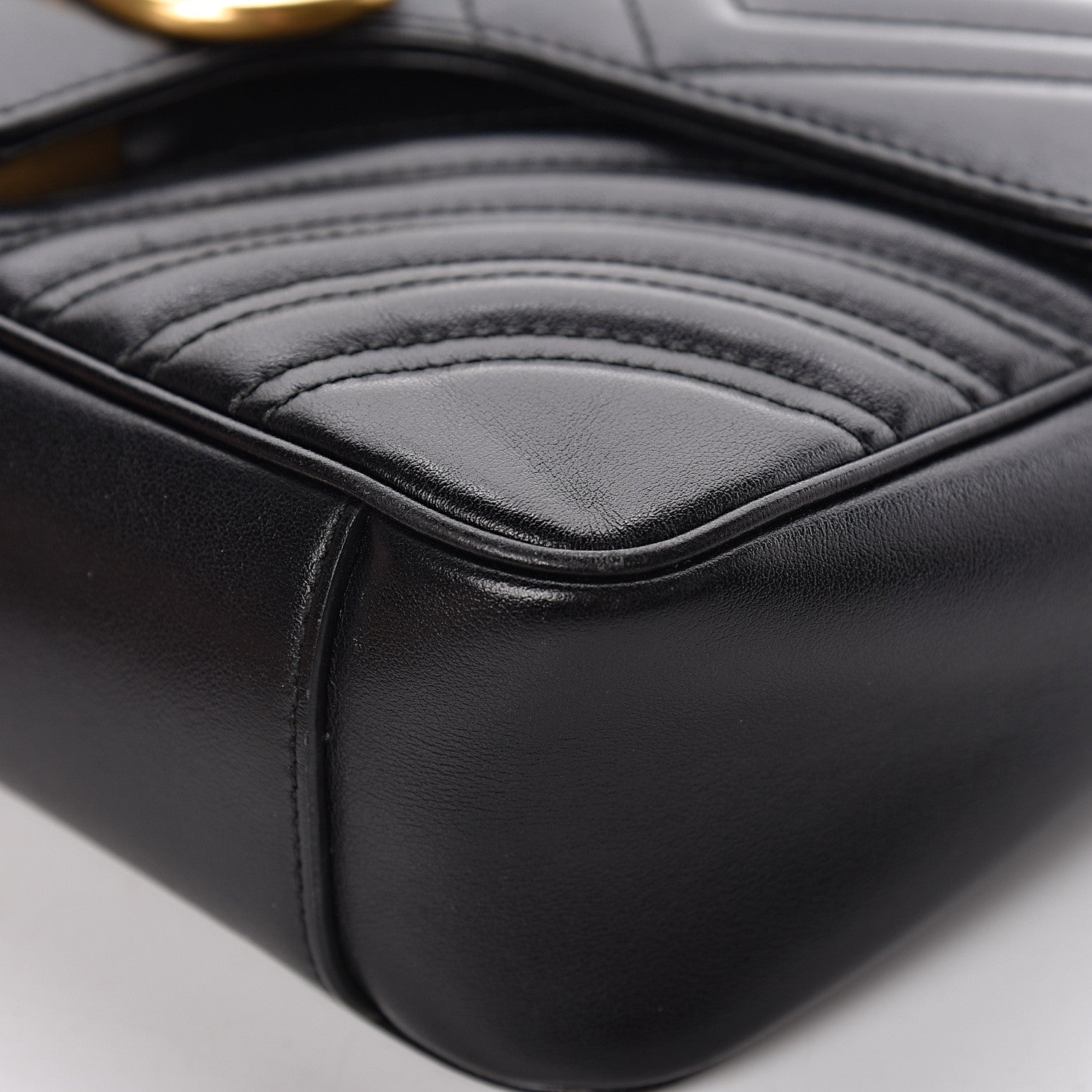 Gucci Calfskin Matelasse Small GG Marmont Shoulder Bag Black 14 of 18