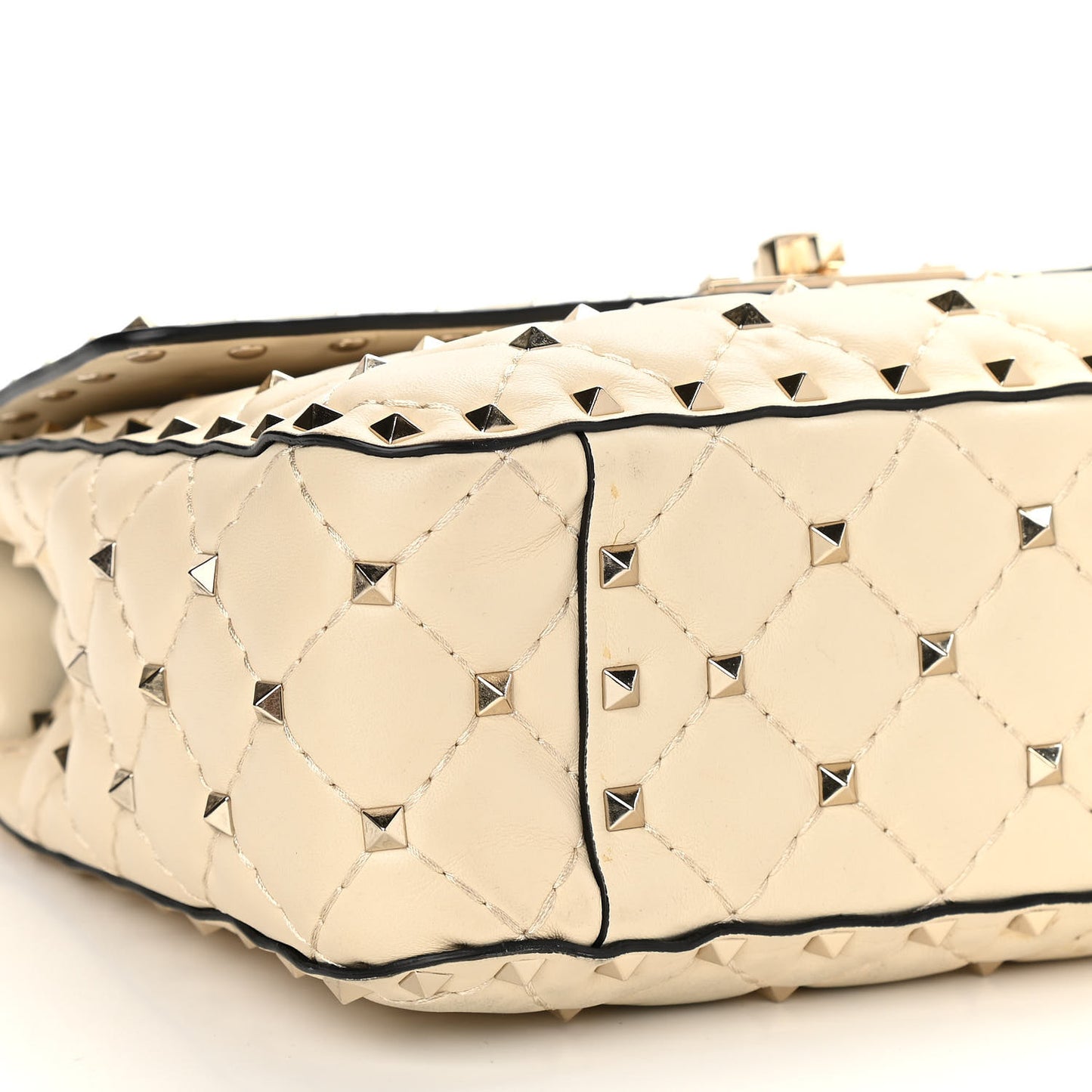Nappa Medium Rockstud Spike Shoulder Bag Light Ivory