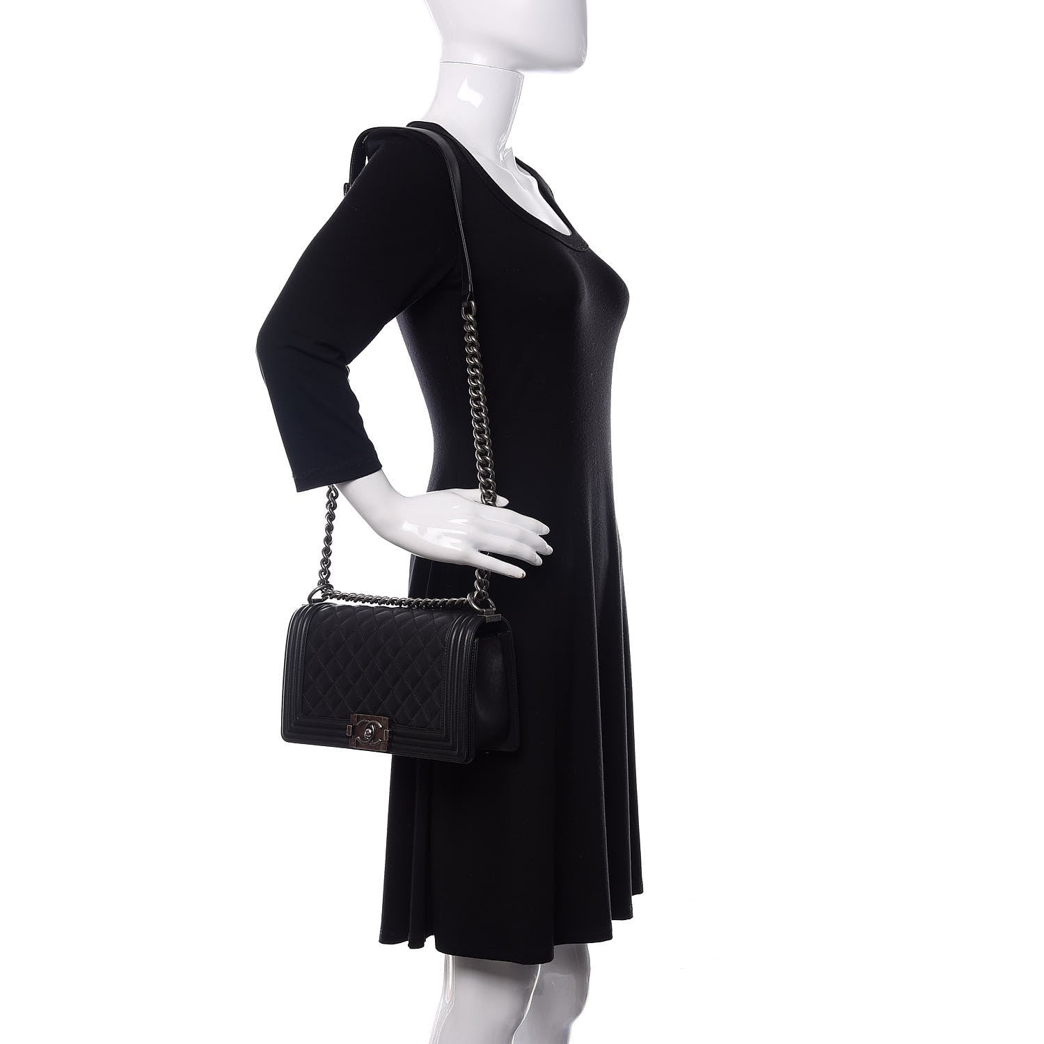 Chanel Calfskin Quilted Medium Boy Flap Black 2 of 11