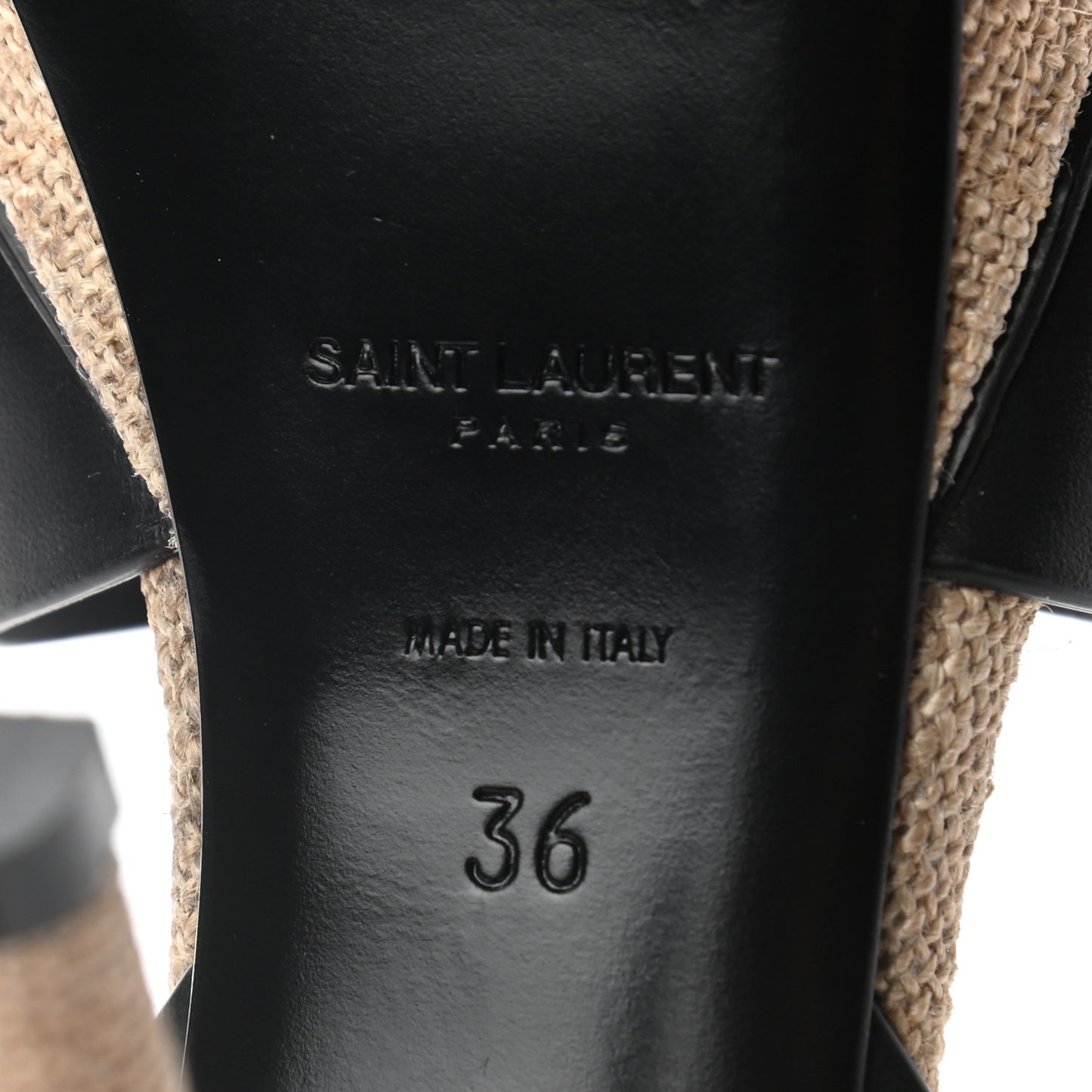 Calfskin Canvas Tribute 75 Platform Sandals 36 Black