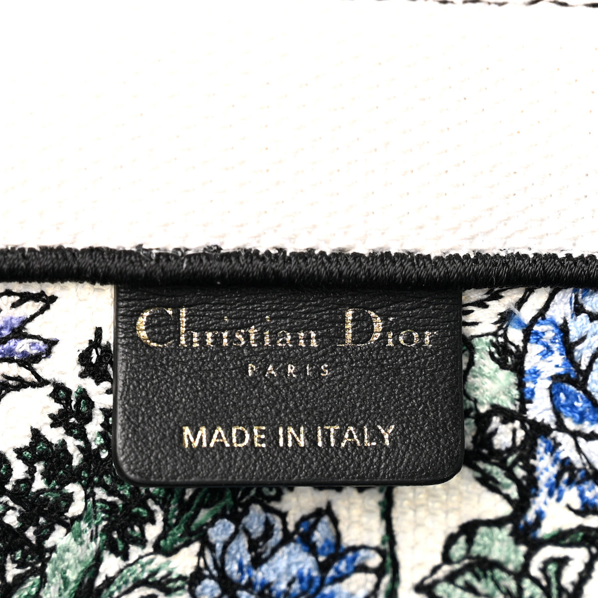 Canvas Embroidered Medium Flowers Book Tote Blue
