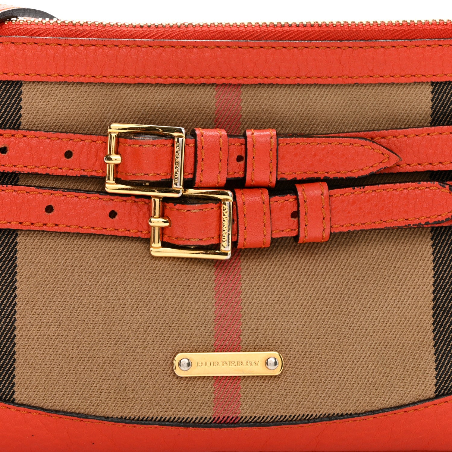 Burberry House Check Bridle Calfskin Peyton Crossbody Orange 7 of 12