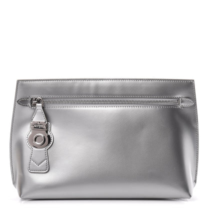 Burberry Metallic Trench Calfskin Medium Zip Lock Pouch Silver 1 of 11
