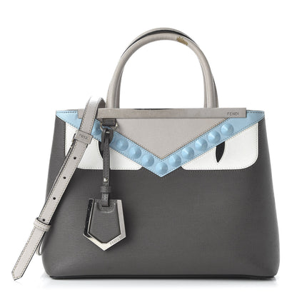 Fendi Vitello Elite Monster Eyes Studded Petite 2Jours Tote Carbone White Multicolor 1 of 12