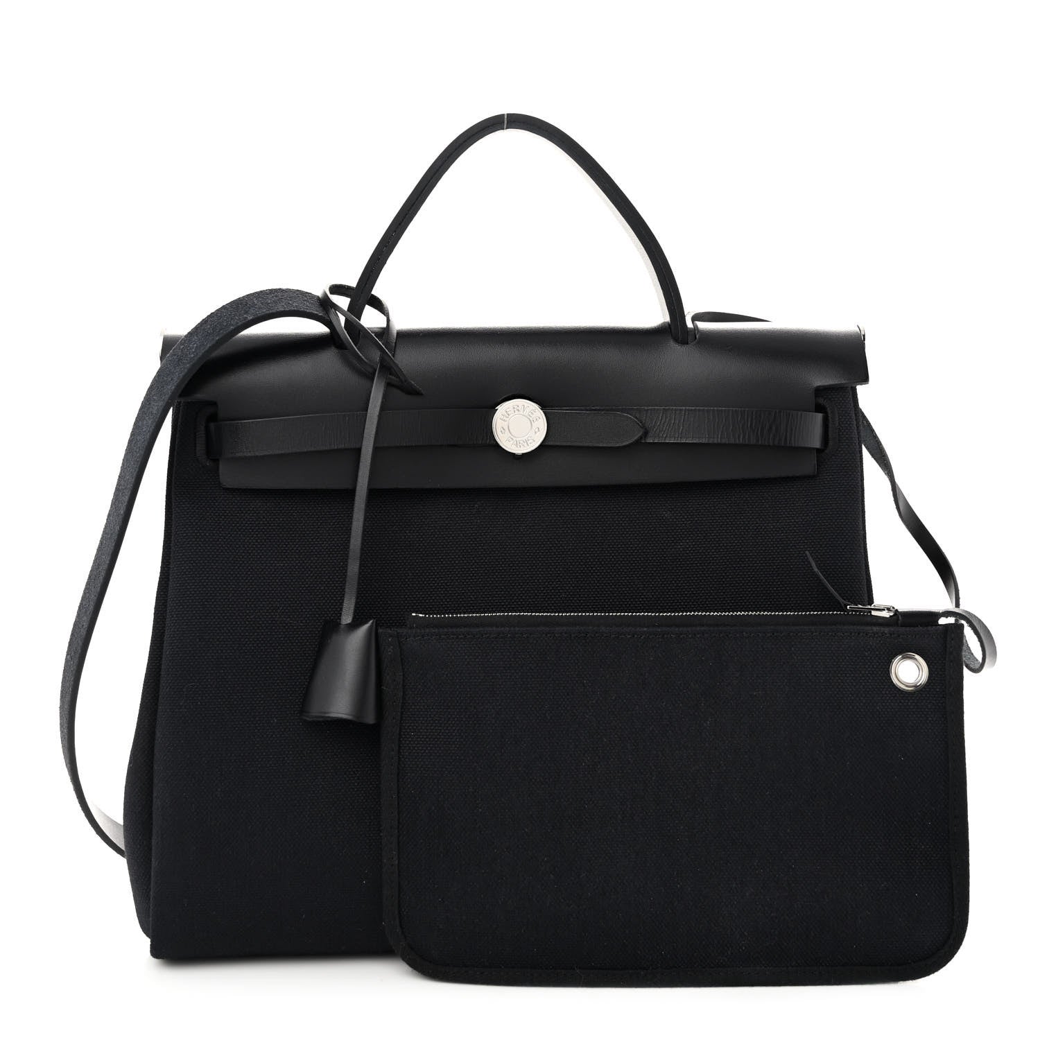 Hermes Military Toile Vache Hunter Herbag Zip Retourne 31 PM Black 1 of 9
