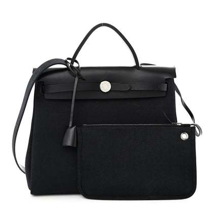 Hermes Military Toile Vache Hunter Herbag Zip Retourne 31 PM Black 1 of 9