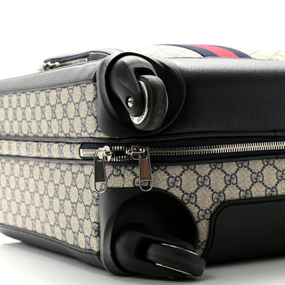 Gucci GG Supreme Monogram Textured Dollar Calfskin Web Small Savoy Cabin Trolley Beige Blue 7 of 12