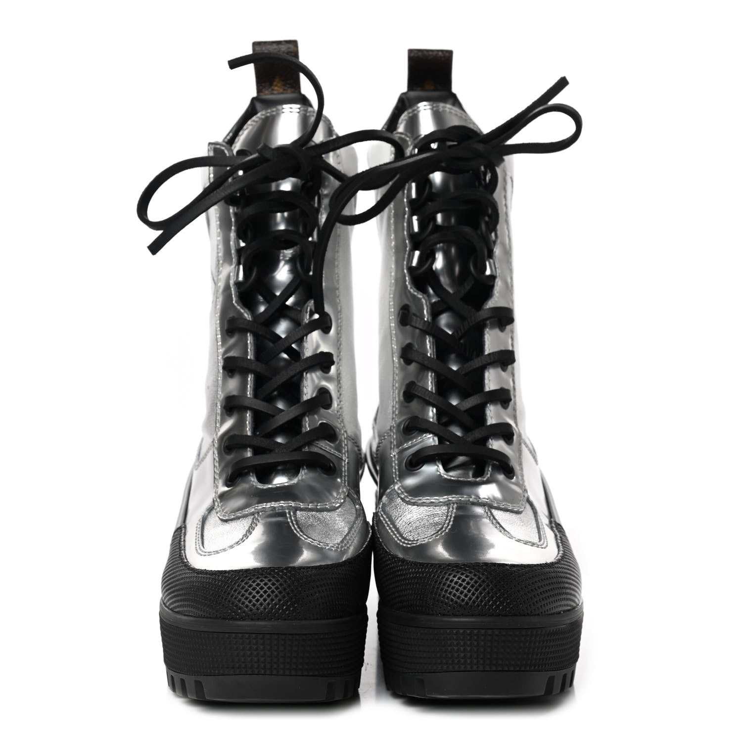 Louis Vuitton Patent Calfskin Spaceship Laureate Platform Desert Boots 36 Silver 2 of 8