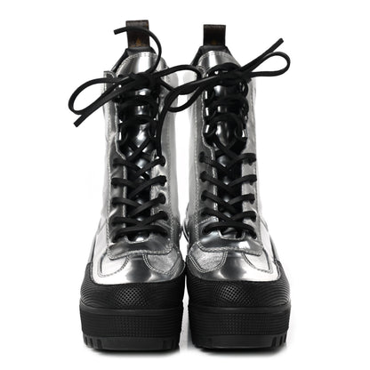 Louis Vuitton Patent Calfskin Spaceship Laureate Platform Desert Boots 36 Silver 2 of 8