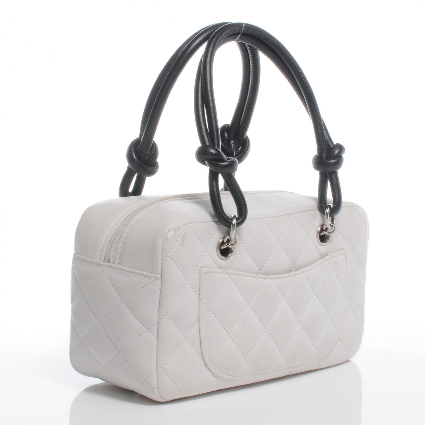 Calfskin Quilted Small Cambon Bowler White Black