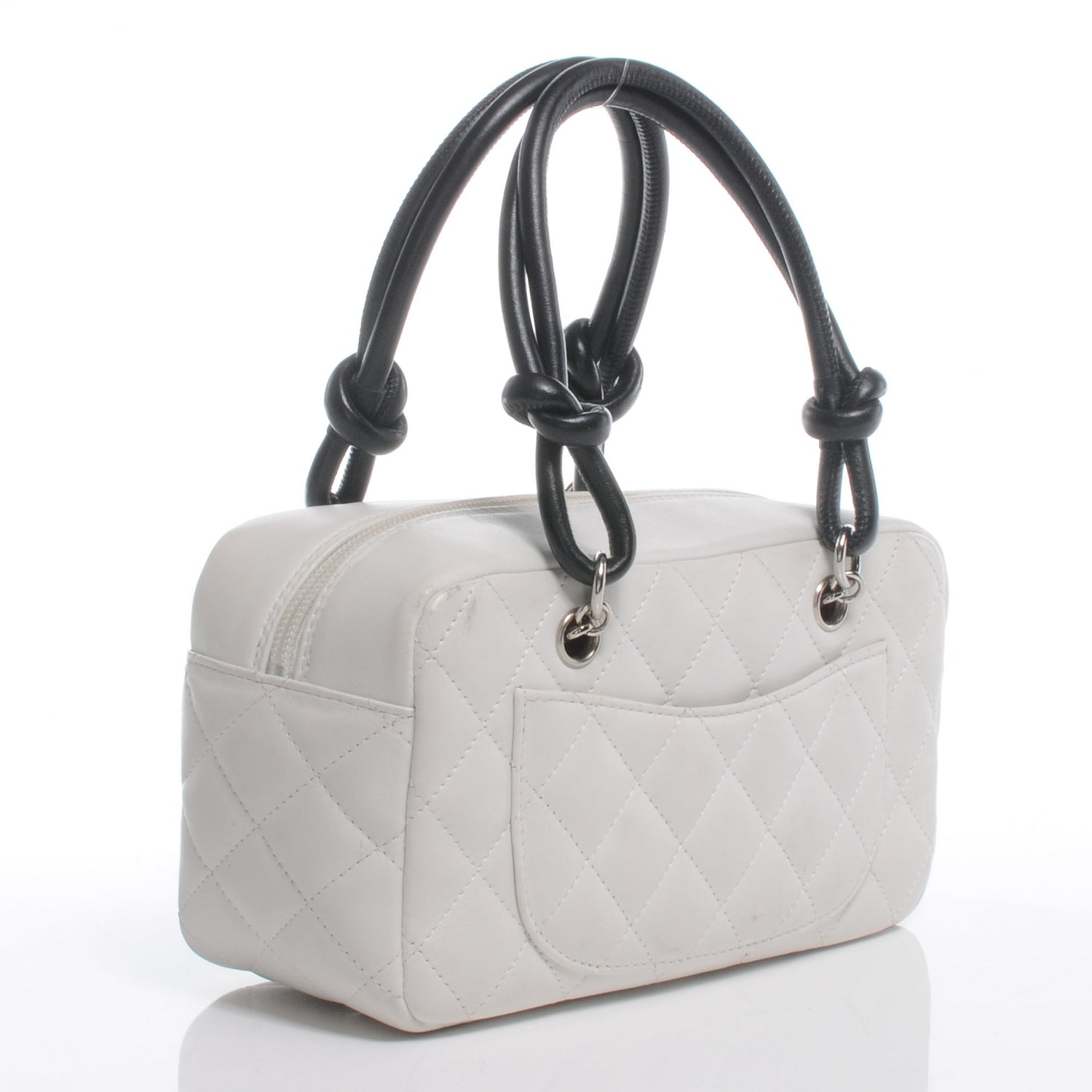 Chanel Calfskin Quilted Small Cambon Bowler White Black 3 of 7