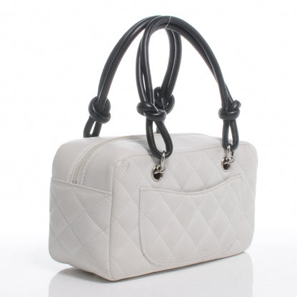 Chanel Calfskin Quilted Small Cambon Bowler White Black 3 of 7