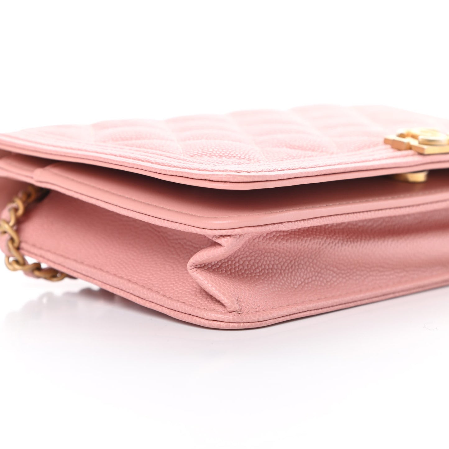 Caviar Quilted Boy Wallet On Chain WOC Light Pink