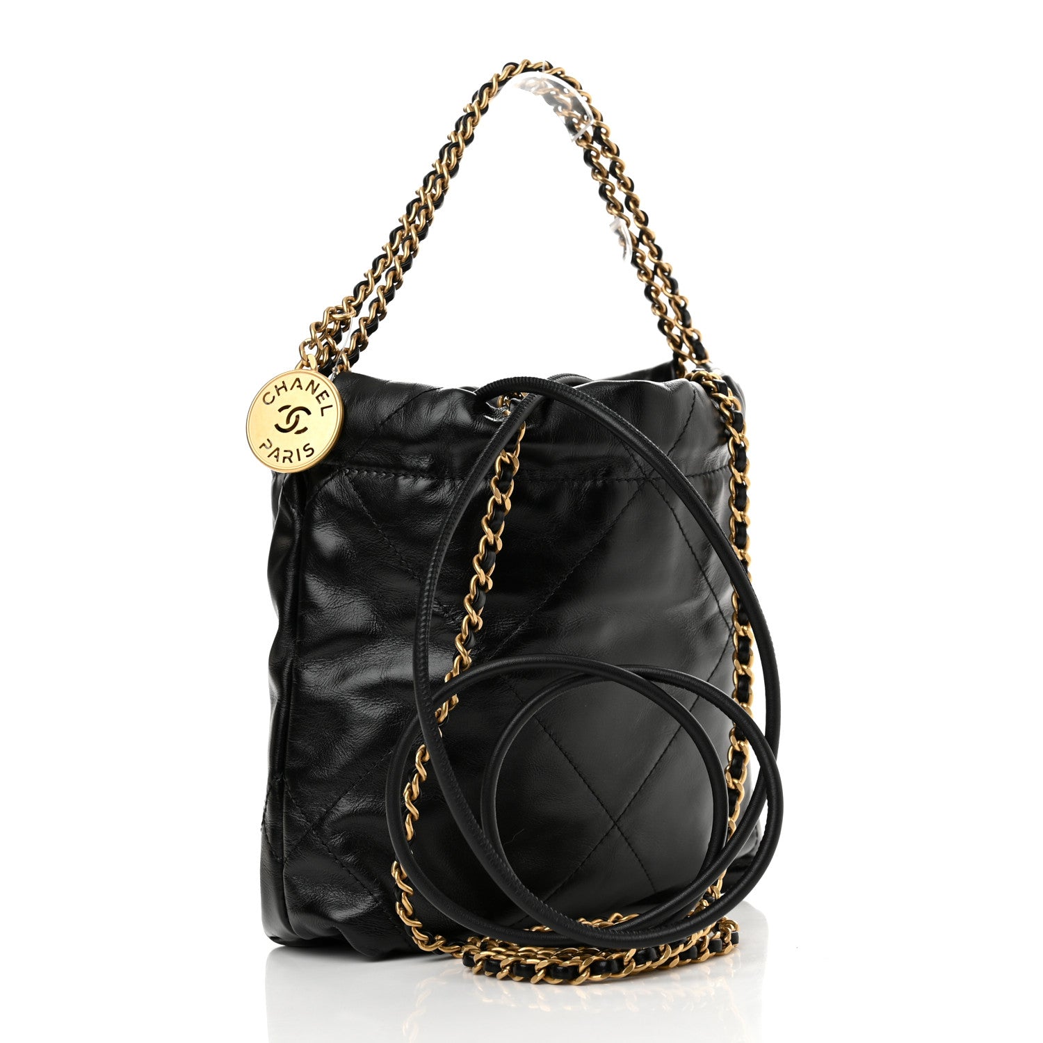 Chanel Shiny Calfskin Quilted Mini Chanel 22 Black 3 of 11