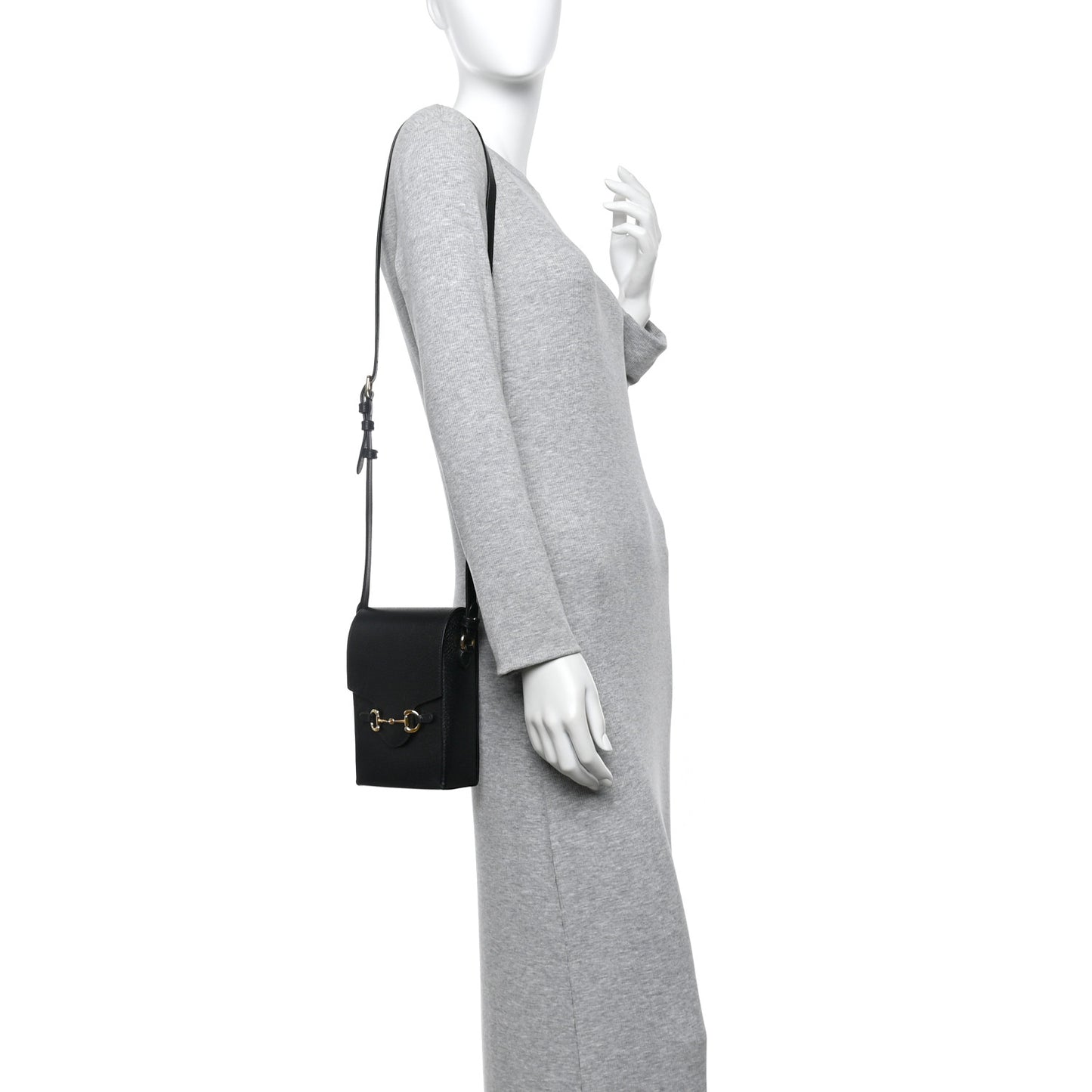 Dollar Calfskin Vertical Horsebit 1955 Crossbody Bag Black