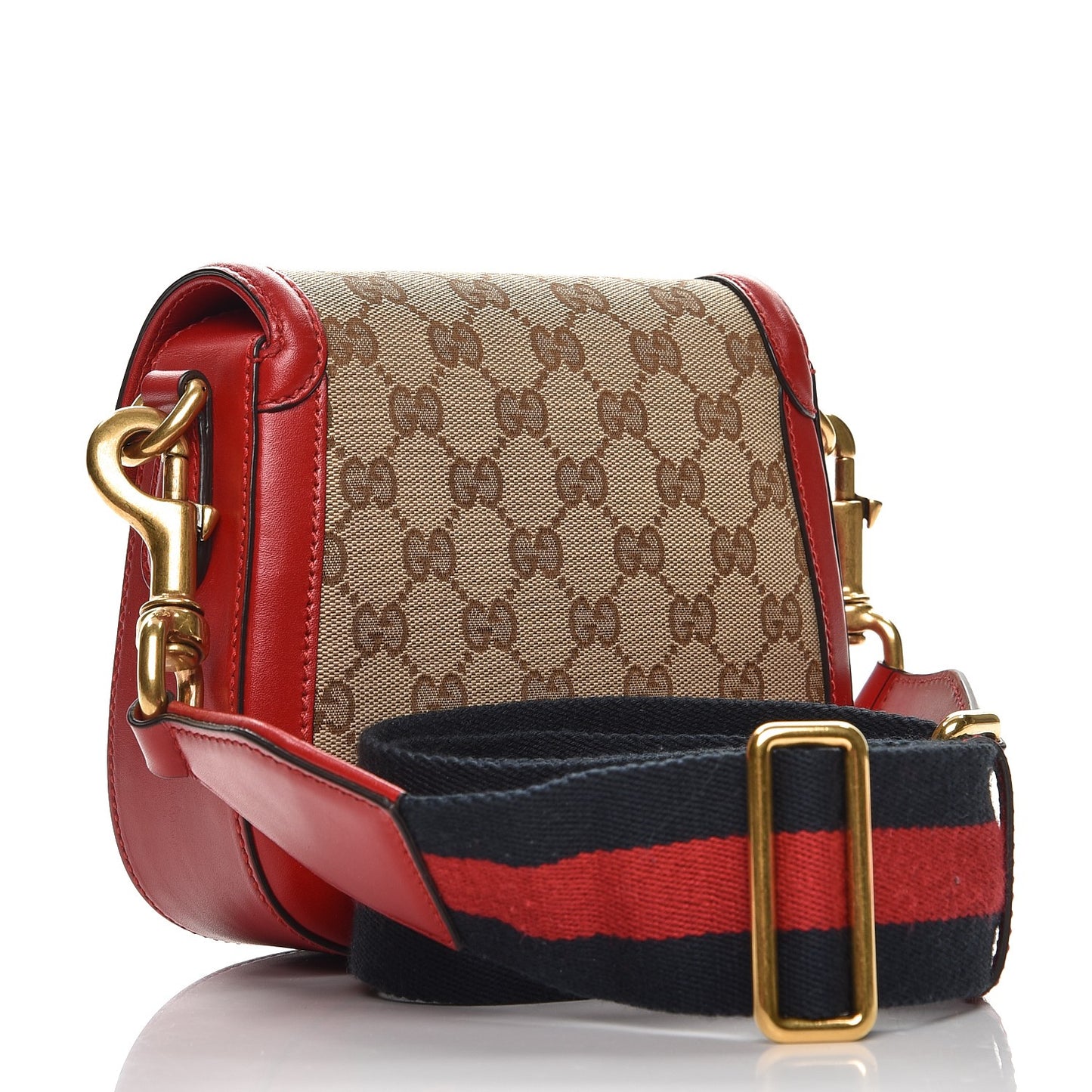Monogram Ruinart Calfskin Small Lady Web Shoulder Bag Beige Ebony Hibiscus Red
