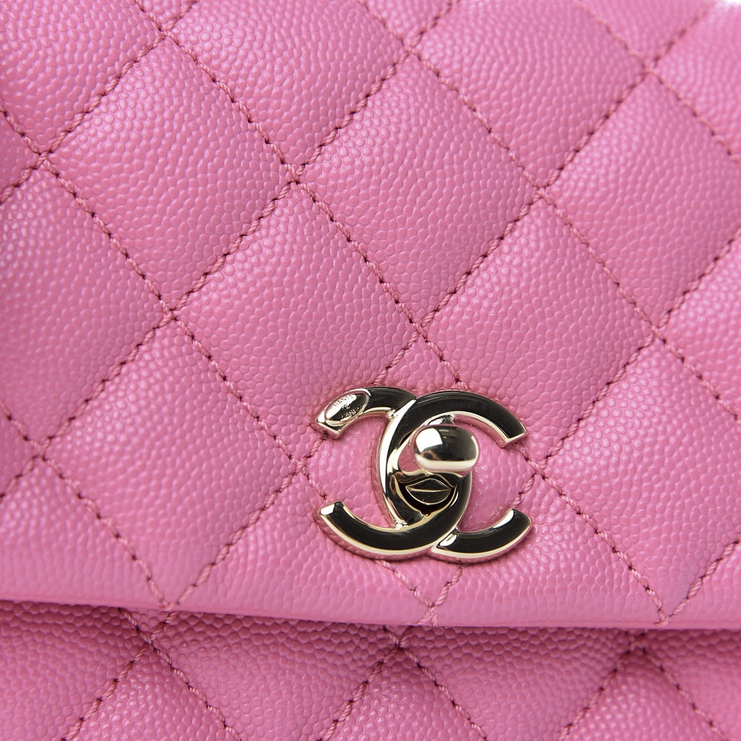 Caviar Quilted Lizard Embossed Extra Mini Coco Handle Flap Pink