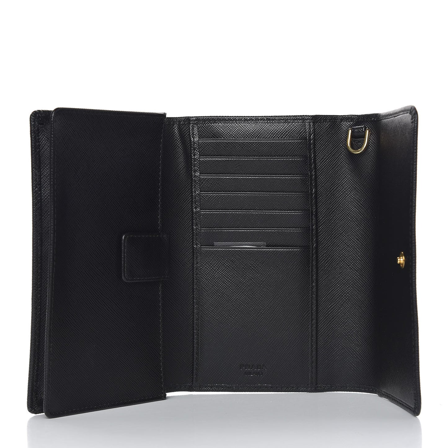 Saffiano Metal Flap Wallet Black