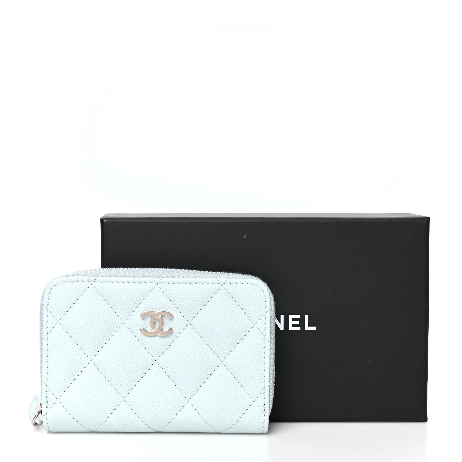 Chanel Caviar Quilted Zip Coin Purse Light Blue 9 of 9