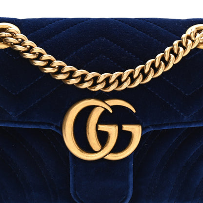 Gucci Velvet Matelasse Mini GG Marmont Shoulder Bag Cobalt Blue 8 of 10