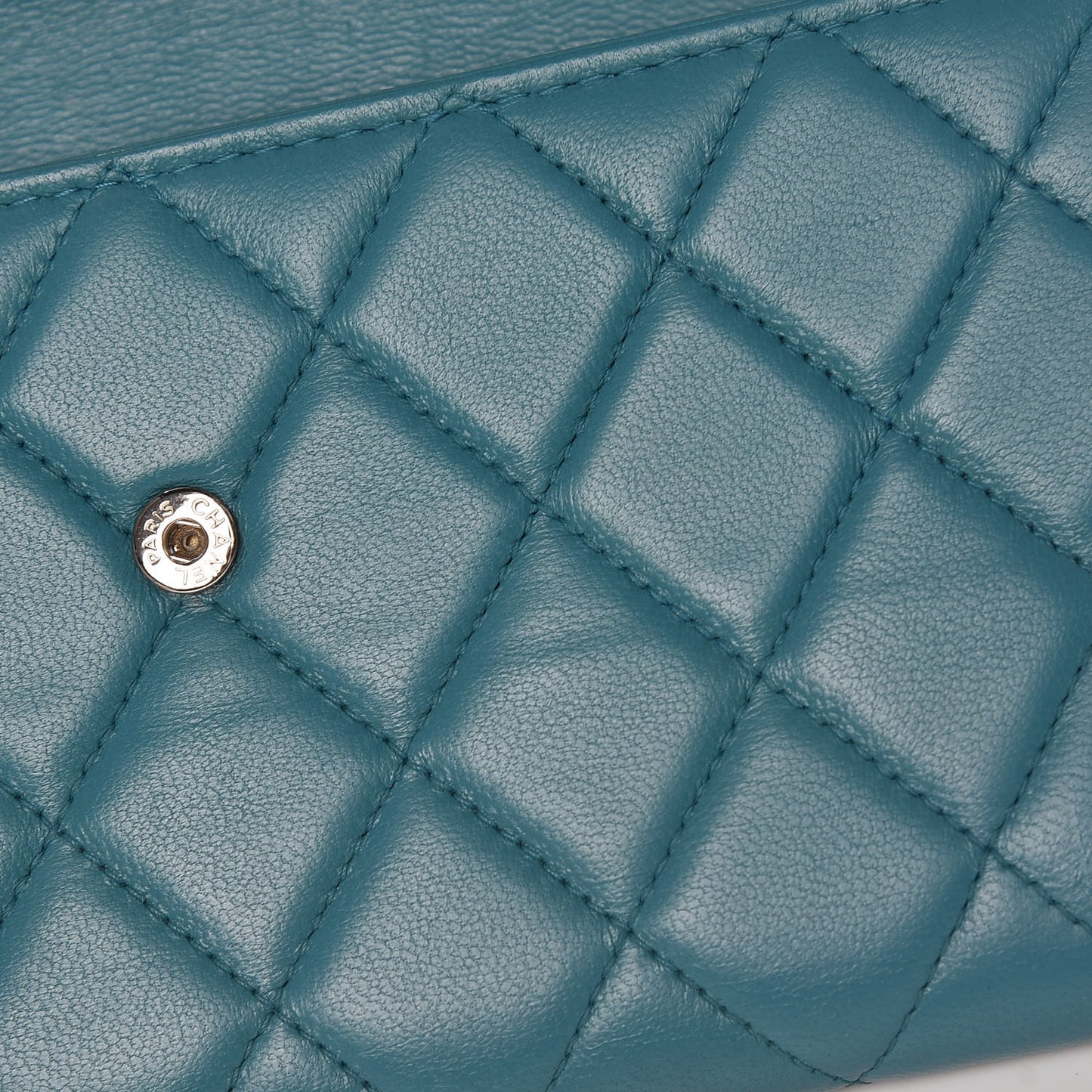 Lambskin Quilted Boy Flap Wallet Turquoise