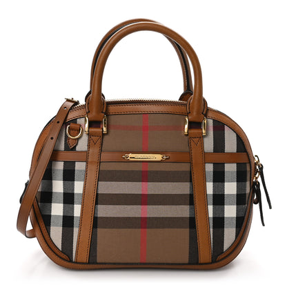 Burberry Bridle Calfskin House Check Small Orchard Bowling Bag Brown Ochre 1 of 12