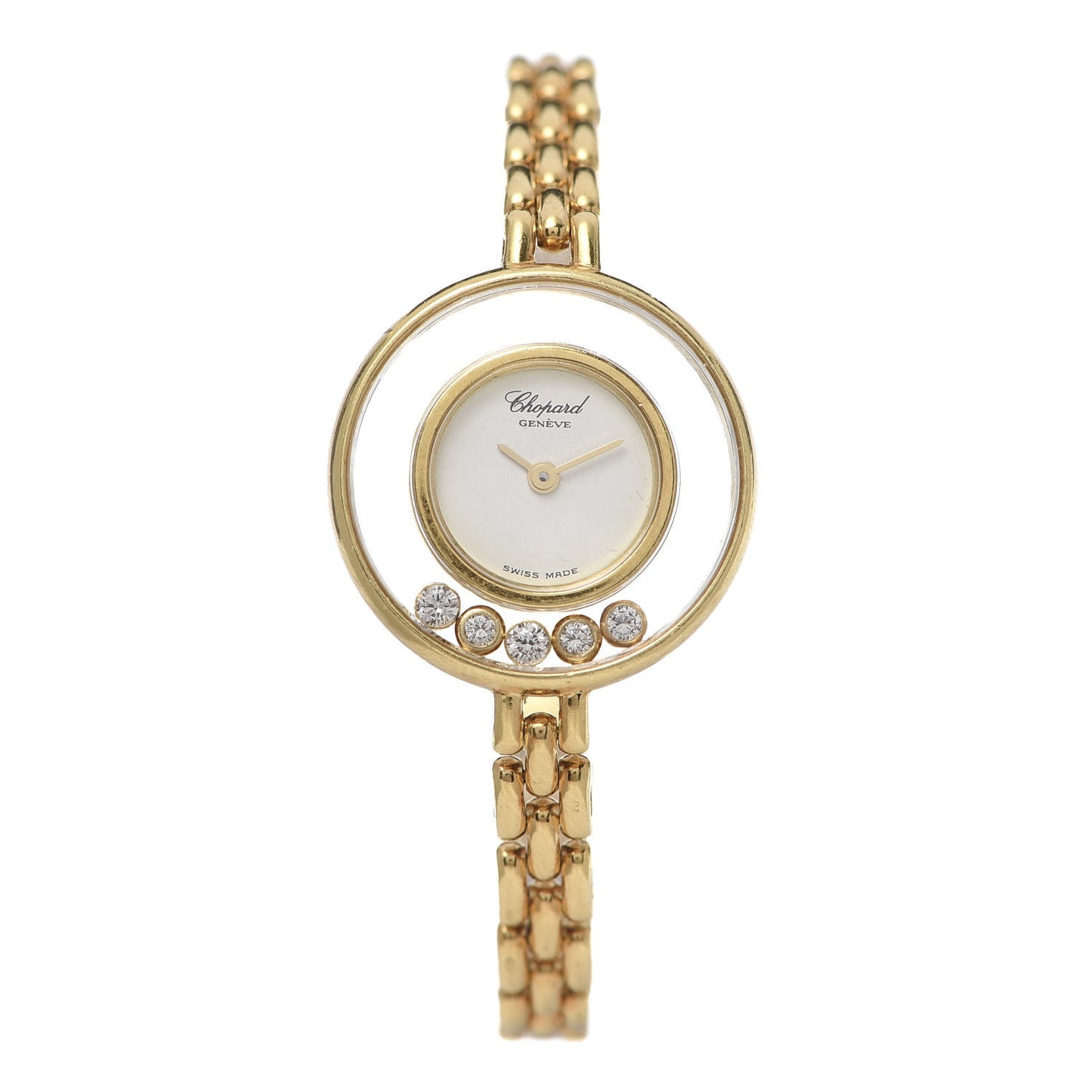 18K Yellow Gold 5 Diamond 20mm Happy Diamonds Quartz Watch