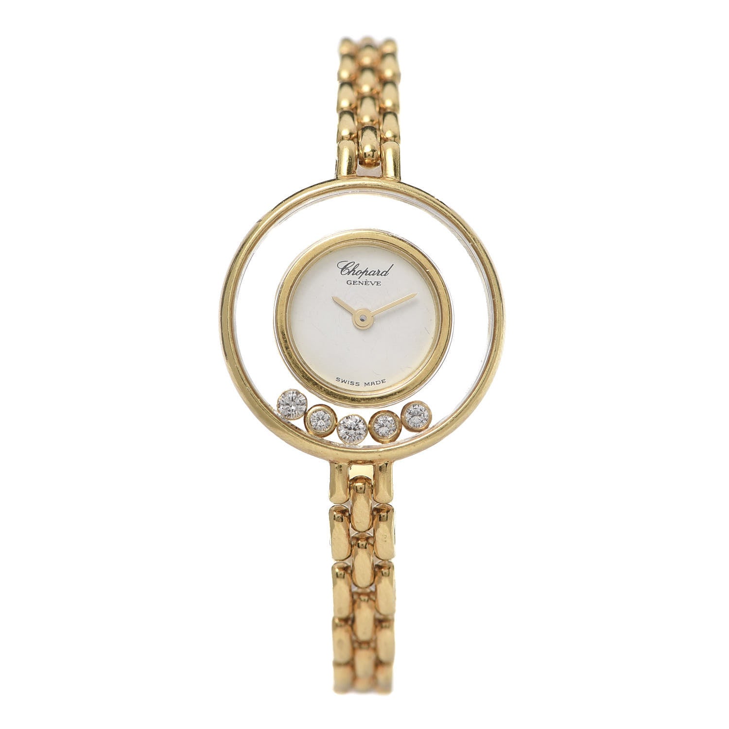 Chopard 18K Yellow Gold 5 Diamond 20mm Happy Diamonds Quartz Watch 1 of 6