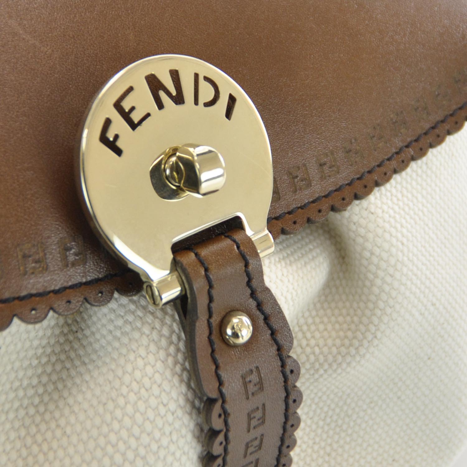 Fendi Canvas Calfskin Medium Magic Bag White Brown 5 of 8