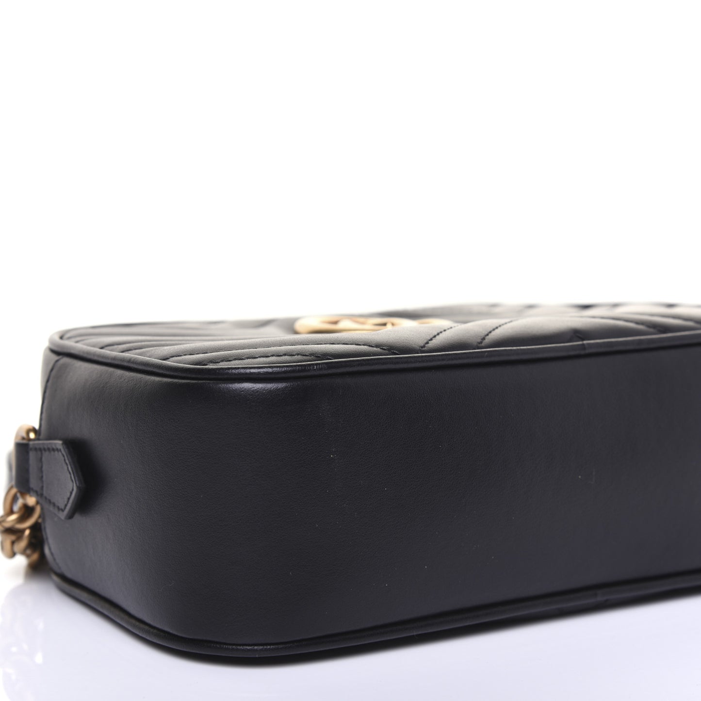 Calfskin Matelasse Small GG Marmont Chain Shoulder Bag Black