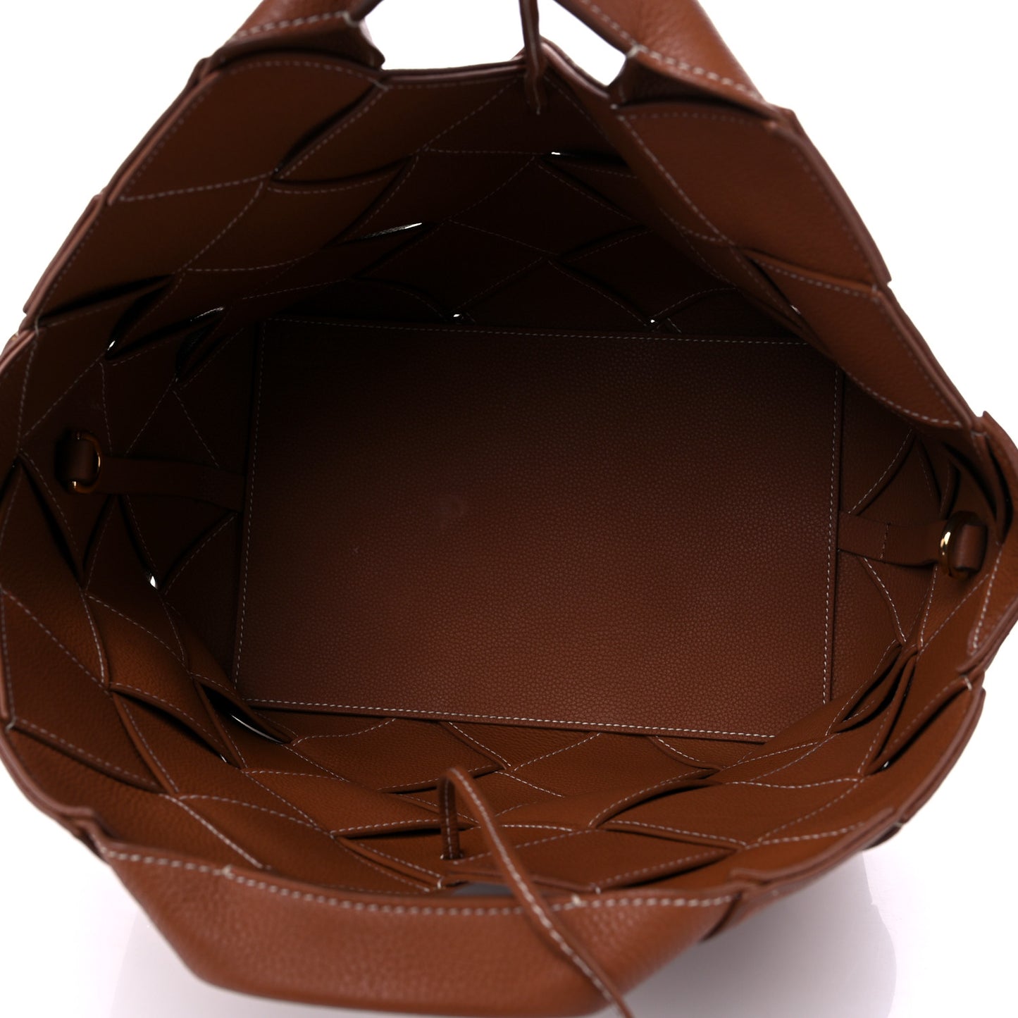 Soft Grained Calfskin Woven Basket Bag Tan