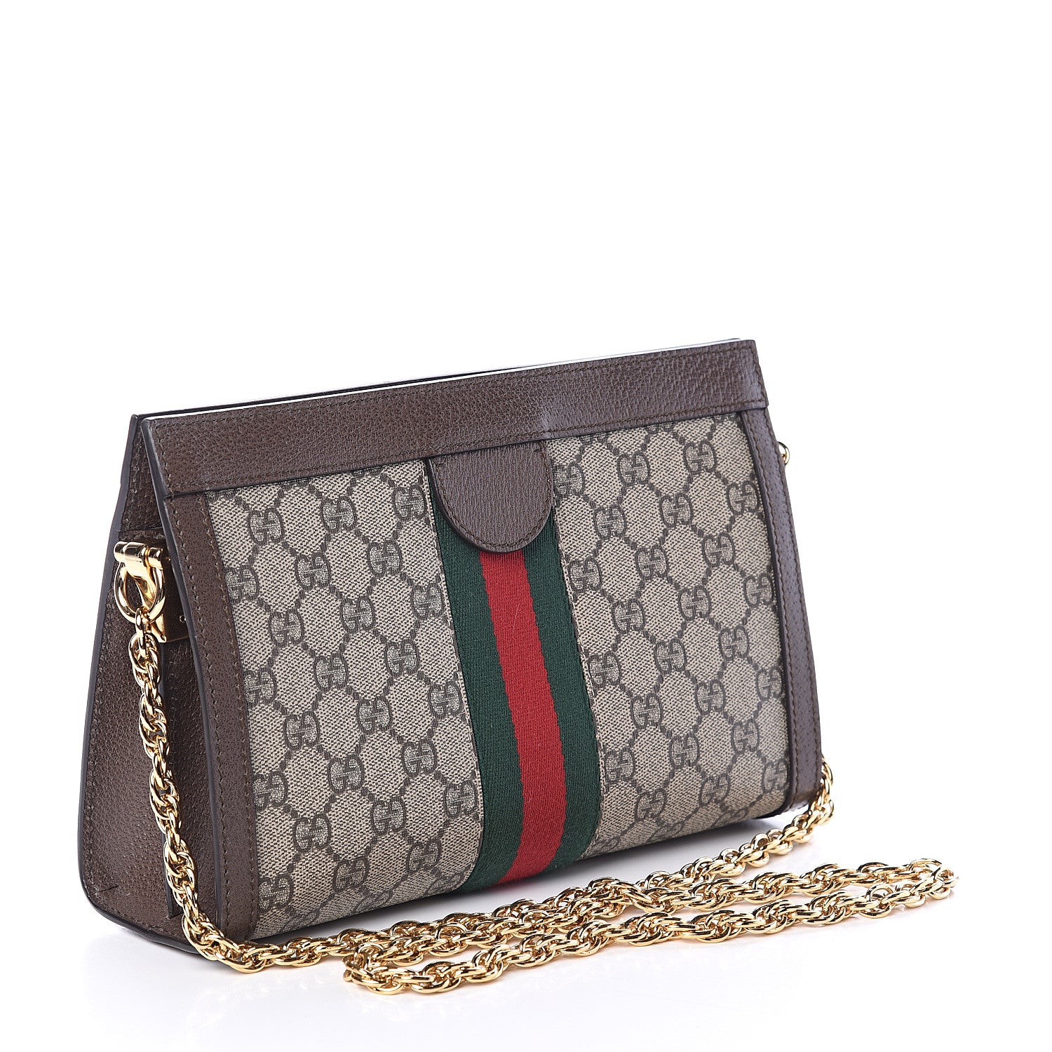 Gucci GG Supreme Monogram Web Small Ophidia Chain Shoulder Bag Brown 2 of 8