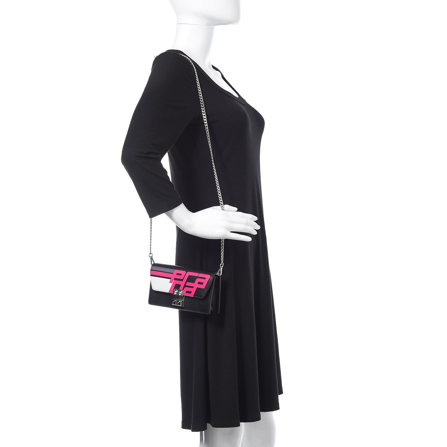 City Calfskin Racing Logo Mini Elektra Crossbody Bag Fuxia Black
