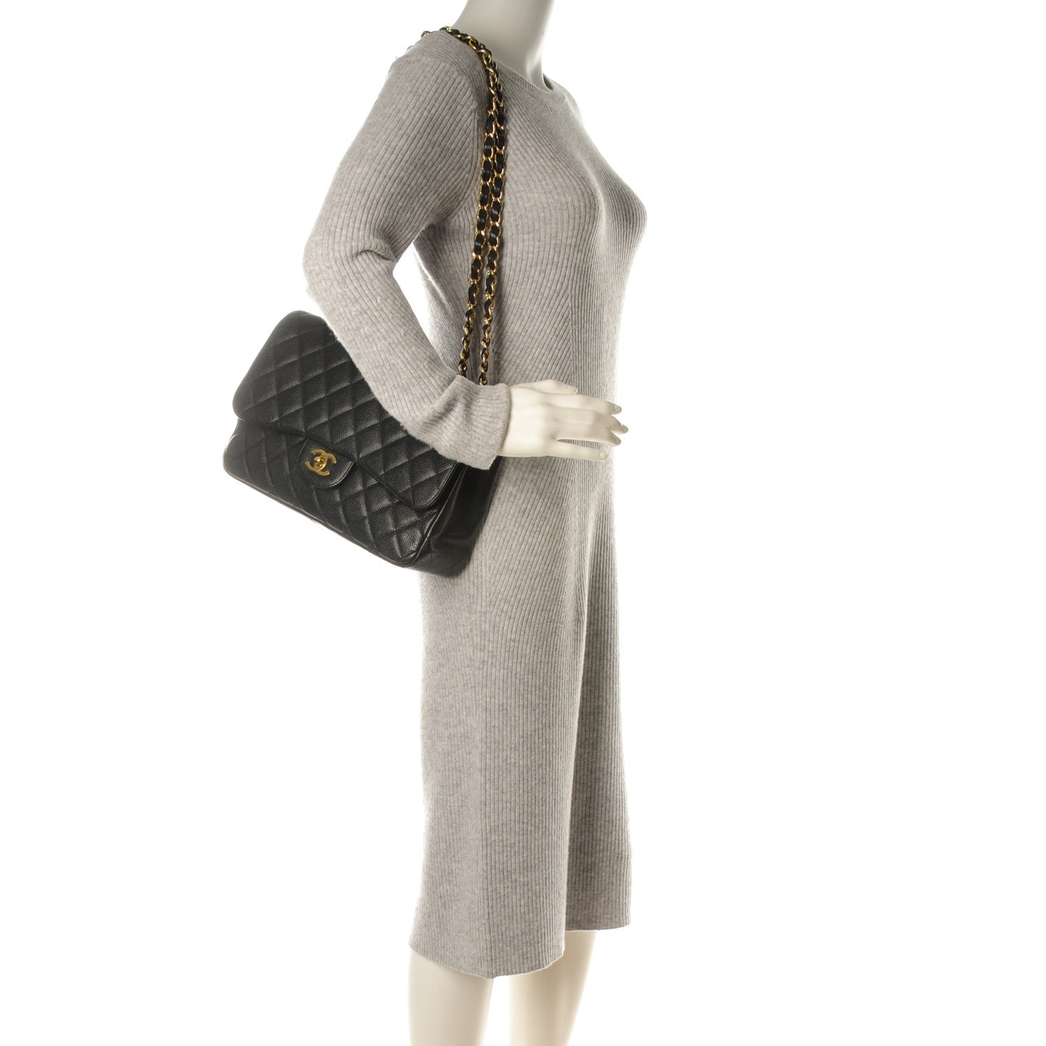 Chanel Caviar Quilted Jumbo Single Flap Black 2 of 8