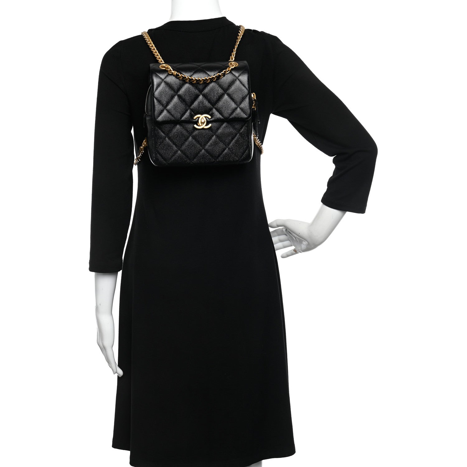 Chanel Shiny Caviar Quilted Chain Melody Backpack Black 2 of 10