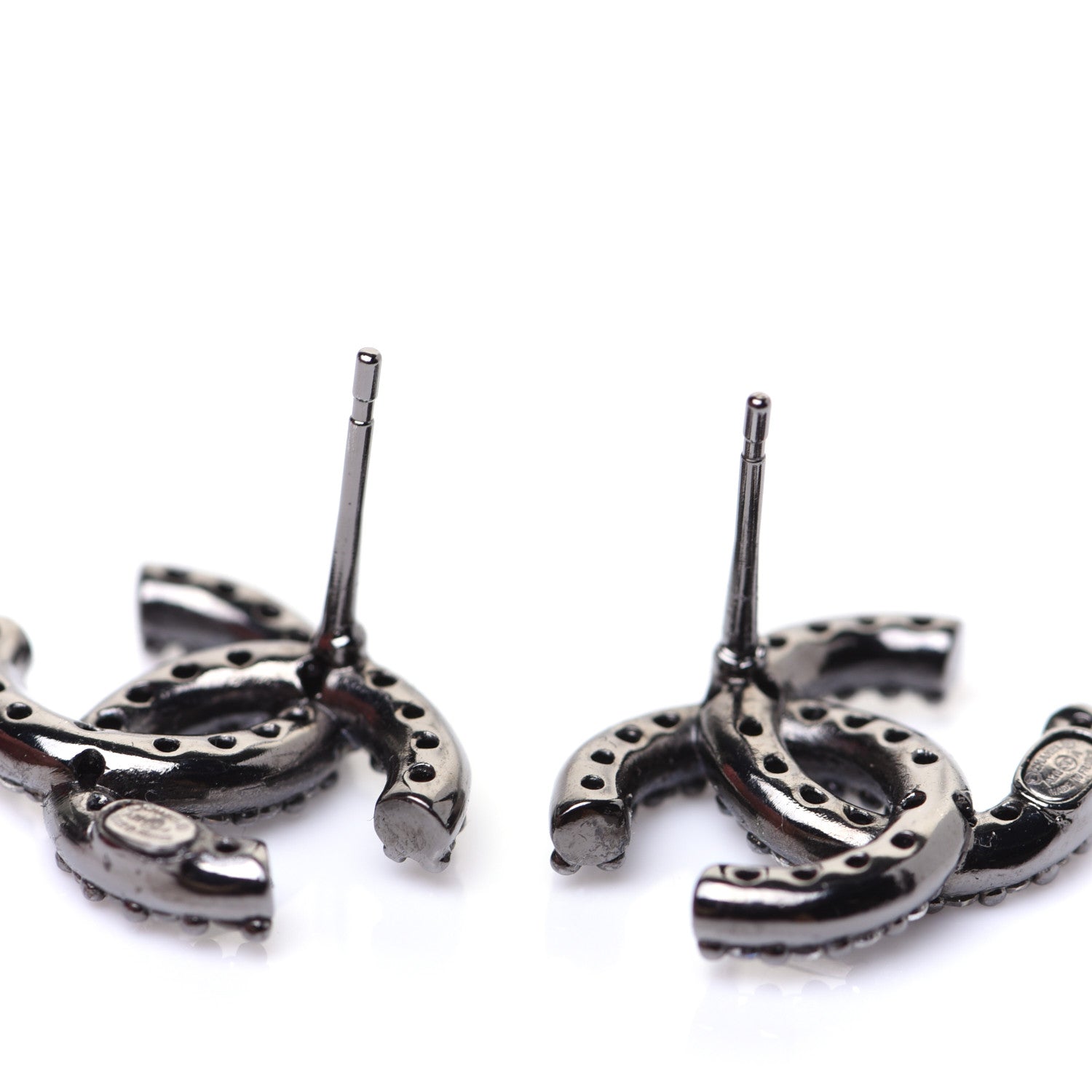 Chanel Ruthenium Crystal CC Earrings 4 of 6
