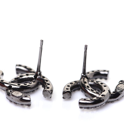 Chanel Ruthenium Crystal CC Earrings 4 of 6