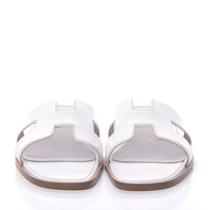 Hermes Box Calfskin Oran Sandals 39 White 2 of 9