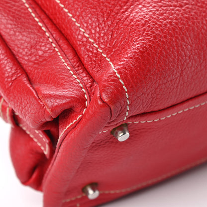 Prada Vitello Daino Buckle Shoulder Bag Rosso 13 of 17