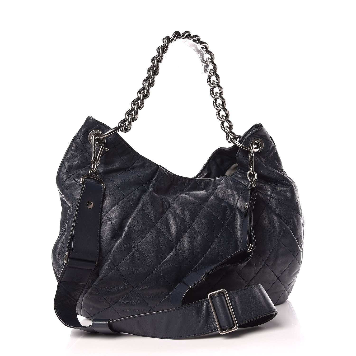 Chanel Calfskin Coco Pleats Hobo Dark Blue 5 of 9