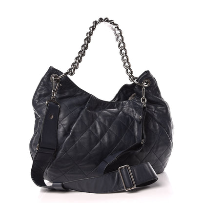 Chanel Calfskin Coco Pleats Hobo Dark Blue 5 of 9