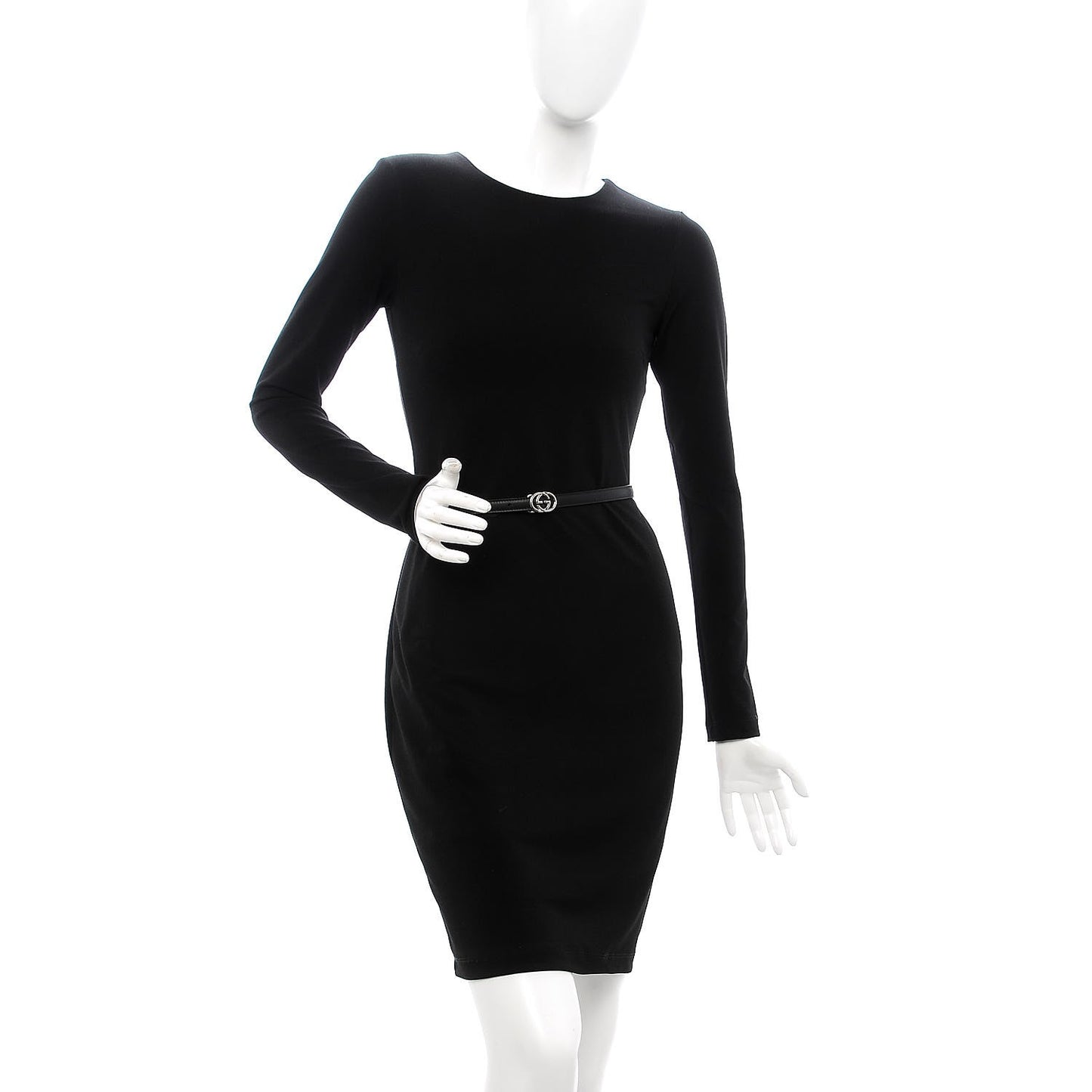 Moon Calfskin Nickel Interlocking G 20mm Belt 105 42 Black