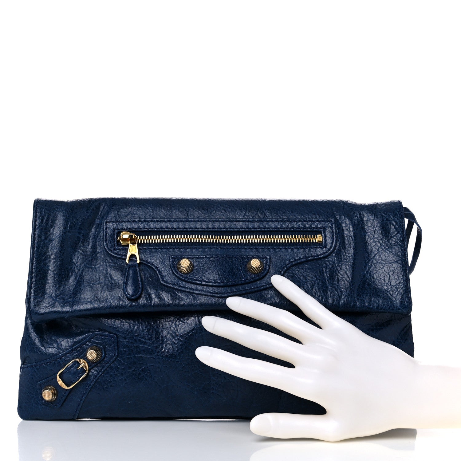 Balenciaga Agneau Giant 12 Gold Hardware Envelope Clutch Bleu Mineral 2 of 16
