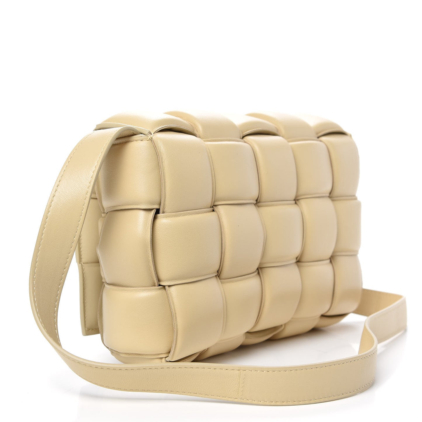 Nappa Maxi Intreccio Padded Cassette Crossbody Bag Porridge