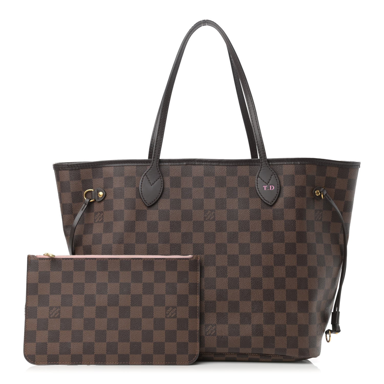 Louis Vuitton Damier Ebene Neo Neverfull MM Rose Ballerine 1 of 15