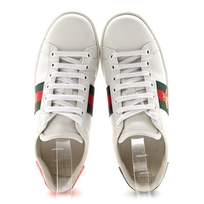 Gucci Calfskin Ayers Bee Embroidered Womens Ace Sneakers 37 White Green 2 of 10